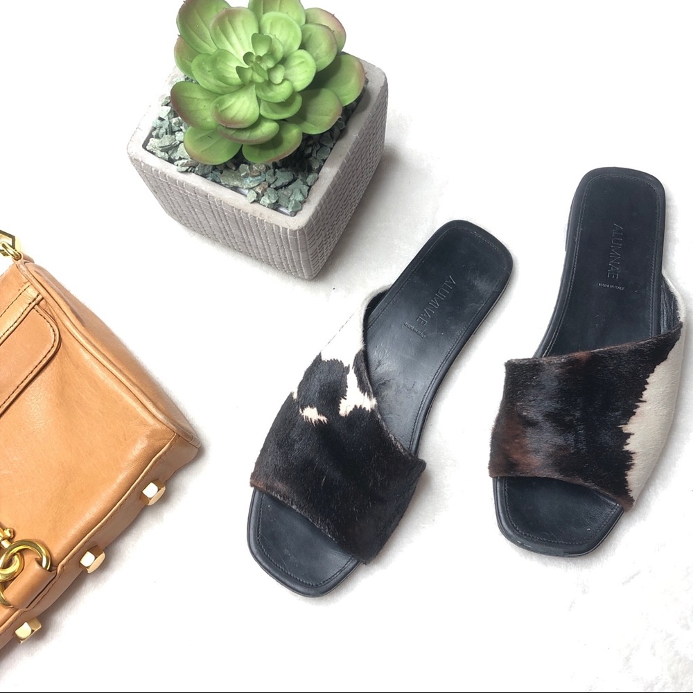 ALUMNAE Calf Hair Slide Sandals